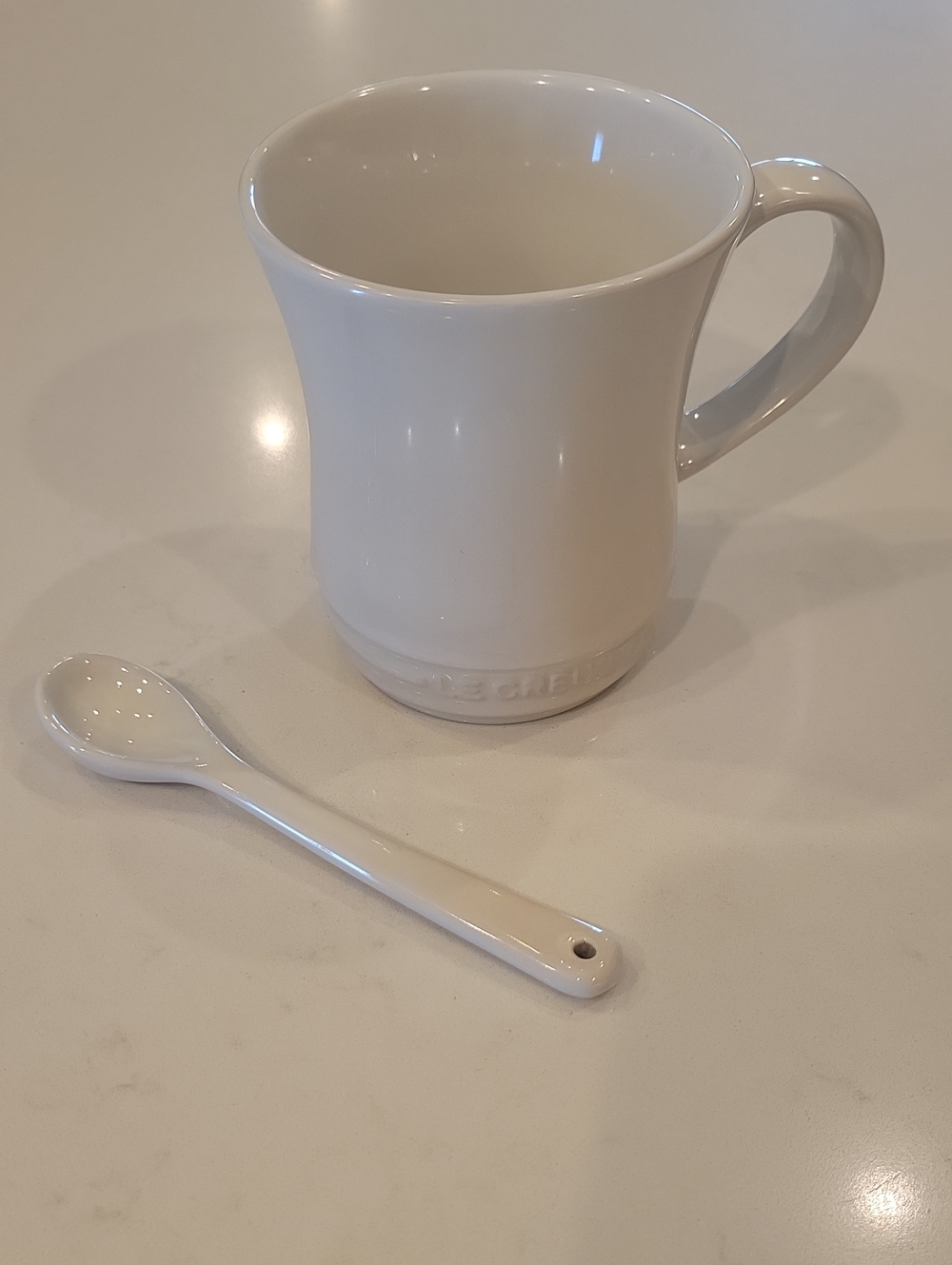 New Le Creuset Meringue Mug With Matching Cafe Spoon